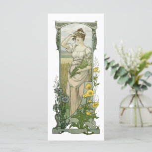 Vintage Art Nouveau Frau mit Blumen von Sonrel Karte