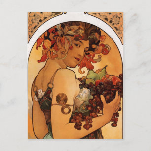 Vintage Art Nouveau Frau mit Früchten Postkarte