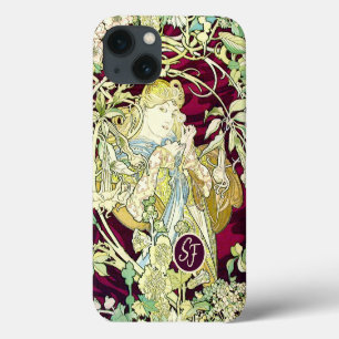 Vintage Art Nouveau Frau mit Gänseblümchen-Monogra Case-Mate iPhone Hülle