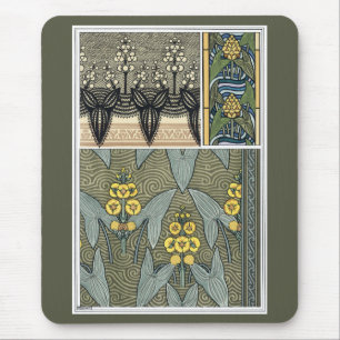 Vintage-Art-Nouveau-Gartenzierblumen mit Pfeilspit Mousepad