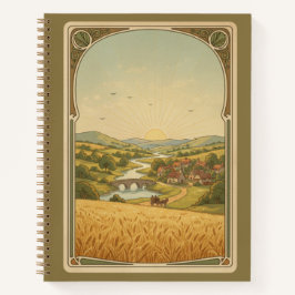 Vintage Art Nouveau Golden Valley Sunrise Journal Notizblock