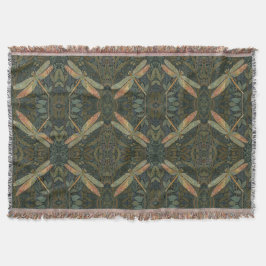 Vintage art nouveau green gold Dragonfly Decke