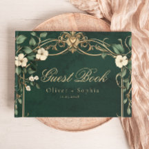 Vintage Art Nouveau Grüne und Goldene Hochzeit