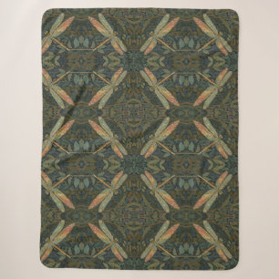 Vintage Art Nouveau grüner Gold Libelle Sherpadecke