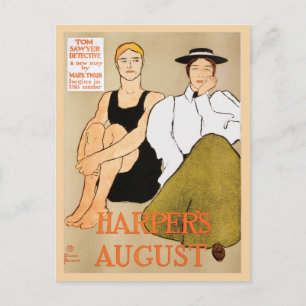 Vintage Art Nouveau Harper's Zeitschrift August Postkarte