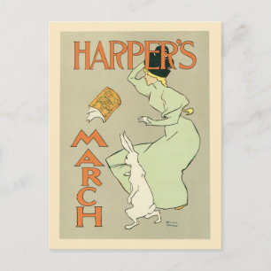 Vintage Art Nouveau Harper's Zeitschrift März Postkarte