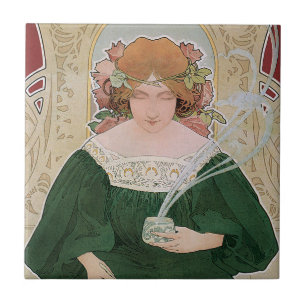 Vintage Art Nouveau Helm Cacao von Privat Livemont Fliese