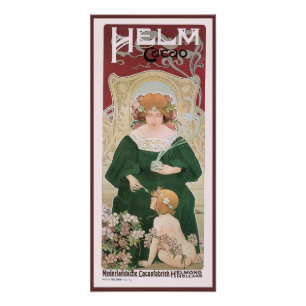 Vintage Art Nouveau Helm Cacao von Privat Livemont Fotodruck
