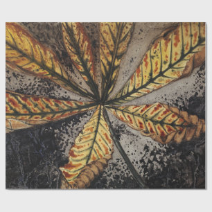 Vintage Art Nouveau Herbst-Kastanienblatt-Druck Geschenkpapier