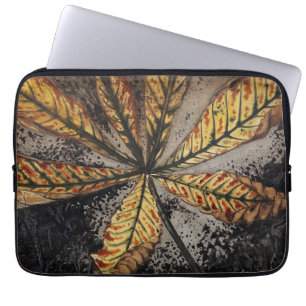 Vintage Art Nouveau Herbst-Kastanienblatt-Druck Laptopschutzhülle