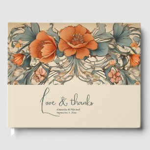 Vintage-Art-Nouveau-Hochzeit mit Blumen Gästebuch
