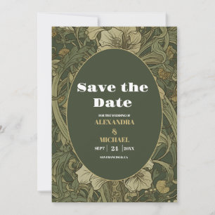 Vintage-Art-Nouveau-Hochzeit mit Blumen Save The Date