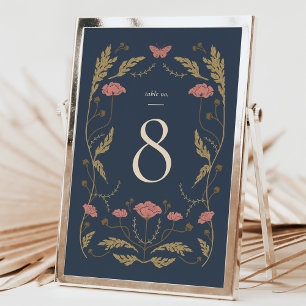 Vintage-Art-Nouveau-Hochzeitstisch-Nummernkarte Tischnummer