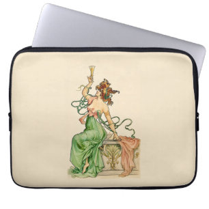 Vintage-Art-Nouveau-Illustration einer Champagner- Laptopschutzhülle