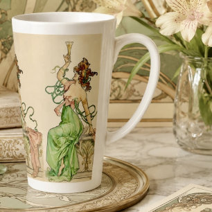 Vintage-Art-Nouveau-Illustration einer Champagner- Milchtasse
