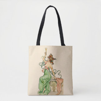 Vintage-Art-Nouveau-Illustration einer Champagner- Tasche