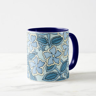 Vintage Art Nouveau Immergrün-Blumen in einem Gart Tasse