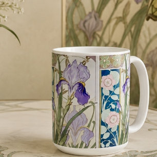 Vintage Art Nouveau Iris botanischer Cottagecore  Kaffeetasse