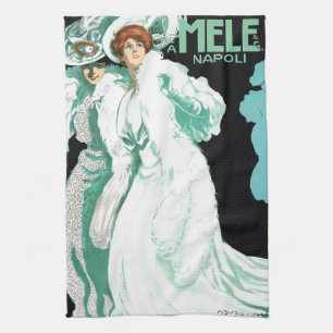 Vintage Art Nouveau, italienische Mode, elegante F Geschirrtuch