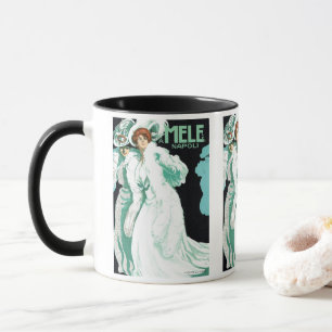Vintage Art Nouveau, italienische Mode, elegante F Tasse