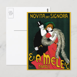 Vintage Art Nouveau, Italienische Mode Liebe Roman Postkarte