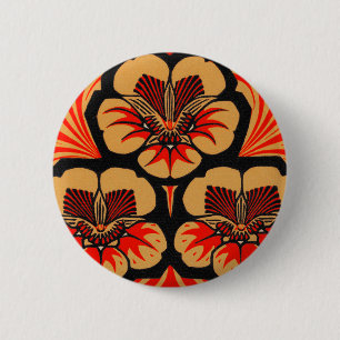 Vintage Art Nouveau Julie de Graag Blumen-Holzschn Button