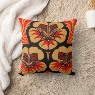 Vintage Art Nouveau Julie de Graag Blumen-Holzschn Kissen
