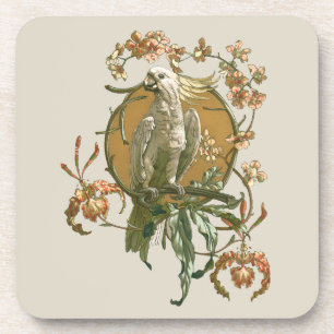 Vintage Art Nouveau, Kakadu-Vogel, Orchideenblüten Getränkeuntersetzer