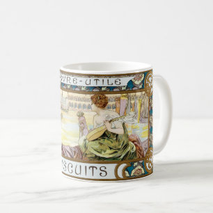 Vintage Art Nouveau Keks-Werbung von Alphonse Much Kaffeetasse