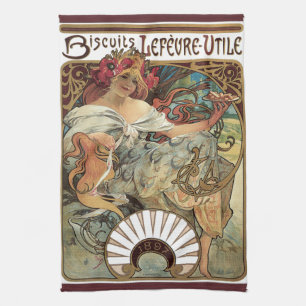 Vintage Art Nouveau, Kekse von Alphonse Mucha Geschirrtuch