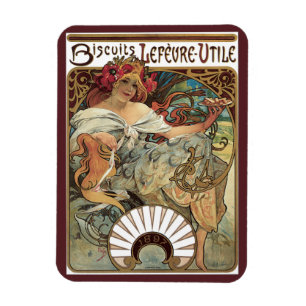 Vintage Art Nouveau, Kekse von Alphonse Mucha Magnet