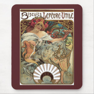 Vintage Art Nouveau, Kekse von Alphonse Mucha Mousepad