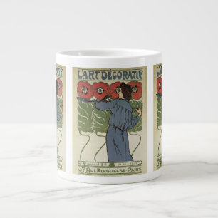 Vintage Art Nouveau, Künstler malt Klatschmohnblum Jumbo-Tasse