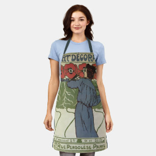 Vintage Art Nouveau, Künstler malt Klatschmohnblum Schürze