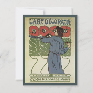 Vintage Art Nouveau, Künstler malt Mohnblumen