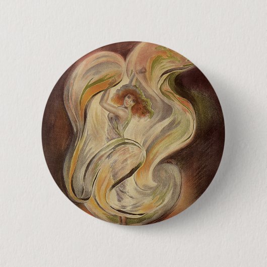 Vintage Art Nouveau, La Loie Fuller Moderne Tänzer Button (Vorderseite)