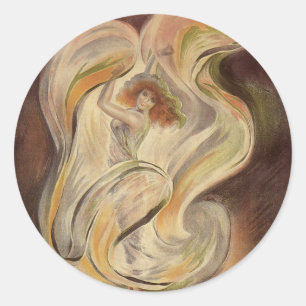 Vintage Art Nouveau, La Loie Fuller Moderne Tänzer Runder Aufkleber