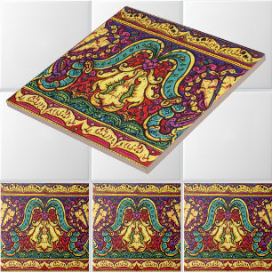 Vintage-Art-Nouveau-Laubfries von Walter Crane Fliese