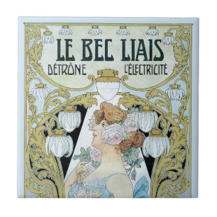 Vintage Art Nouveau Le Bec Liais, Privat Livemont Fliese