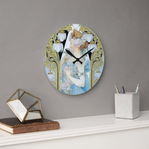 Vintage Art Nouveau Le Bec Liais, Privat Livemont Große Wanduhr