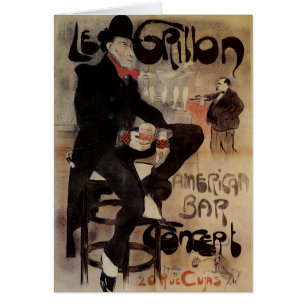 Vintage Art Nouveau Le Grillon, Mann trinkt Bier