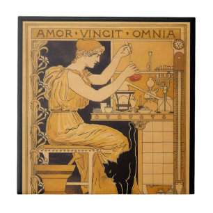 Vintage Art Nouveau, Liebe besiegt alles Wissensch Fliese