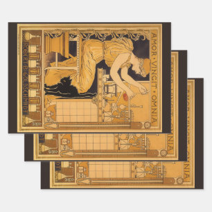 Vintage Art Nouveau, Liebe besiegt alles Wissensch Geschenkpapier Set