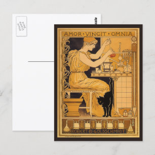 Vintage Art Nouveau, Liebe besiegt alles Wissensch Postkarte