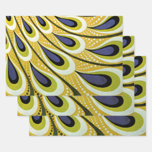 Vintage Art Nouveau, Macmillan's Pfauenfeder Geschenkpapier Set