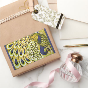 Vintage Art Nouveau, Macmillan's Pfauenfeder Rechteckiger Aufkleber