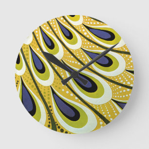 Vintage Art Nouveau, Macmillan's Pfauenfeder Runde Wanduhr