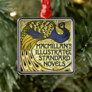 Vintage Art Nouveau, Macmillan's Pfauenfeder Silbernes Ornament