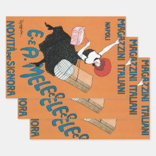 Vintage Art Nouveau Magazzini Italiani von Capiell Geschenkpapier Set