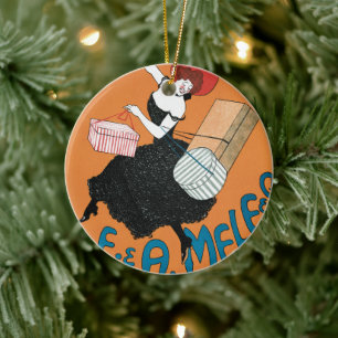 Vintage Art Nouveau Magazzini Italiani von Capiell Keramik Ornament